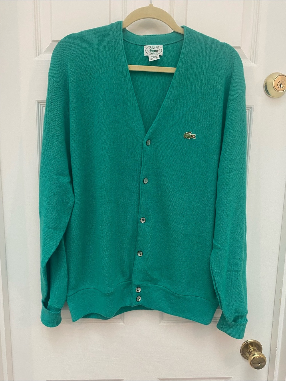 Vintage Lacoste (like new!) Men’s Green V-Neck Button Cardigan Sweater -XL